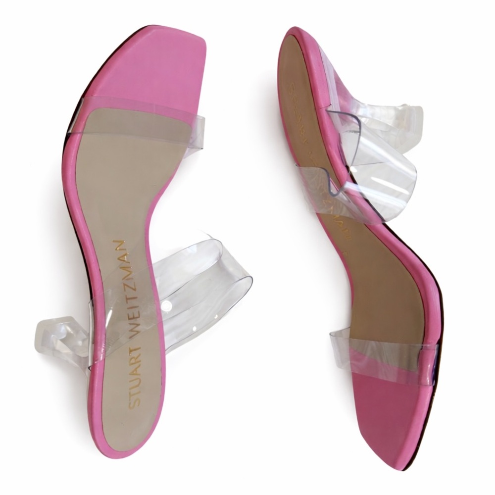 Stuart Weitzman shoes sandals heels pink clear size 7.5